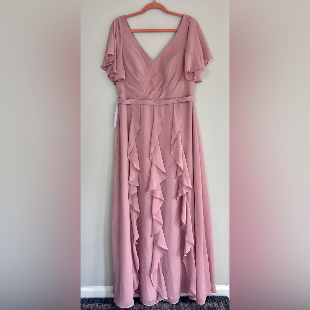 NWT AZAZIE Watson Dusty Rose Mauve Chiffon Gown Formal Maxi Dress Bridesmaid 14 - Picture 5 of 14